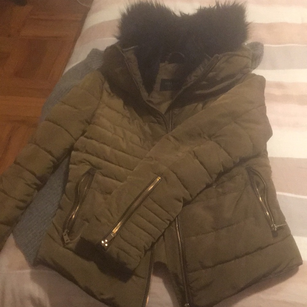 Olive Green Zara Winter Short Coat
